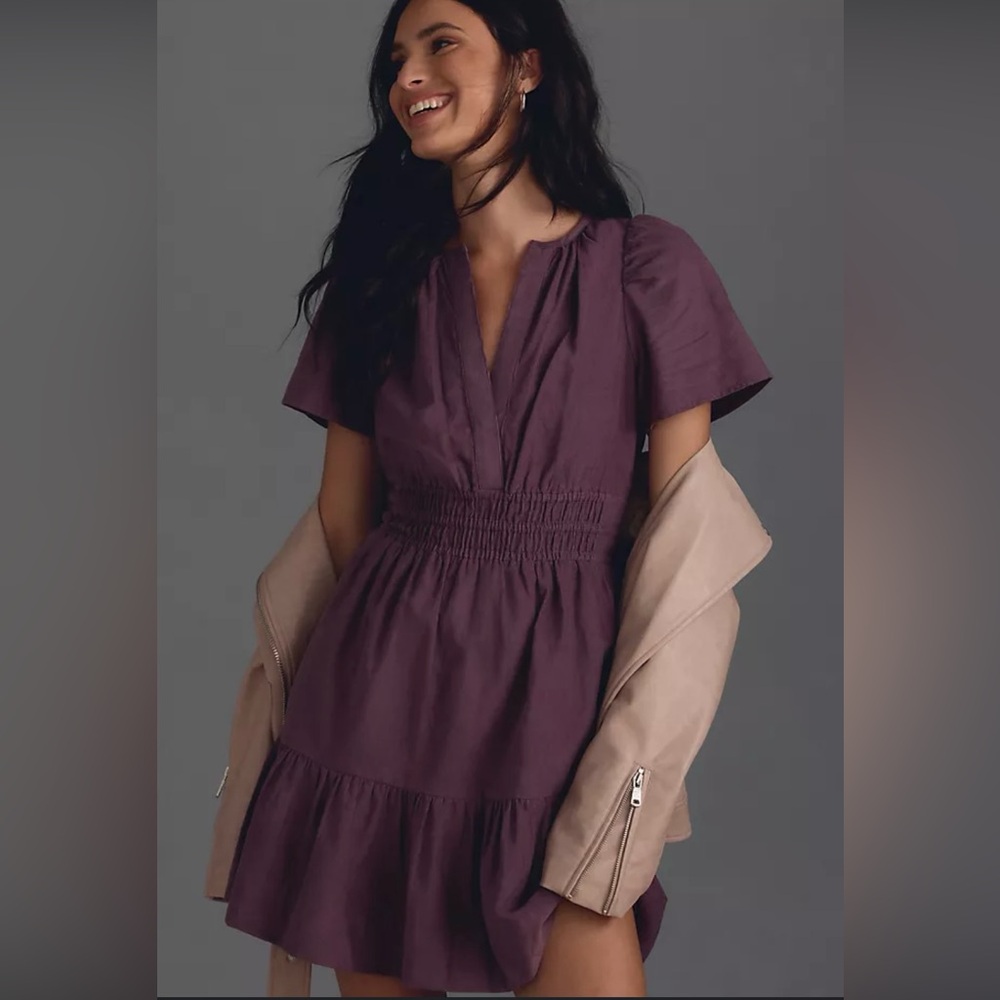 Anthropologie - The Somerset Mini Dress Corduroy Edition - Lavender - size Large
